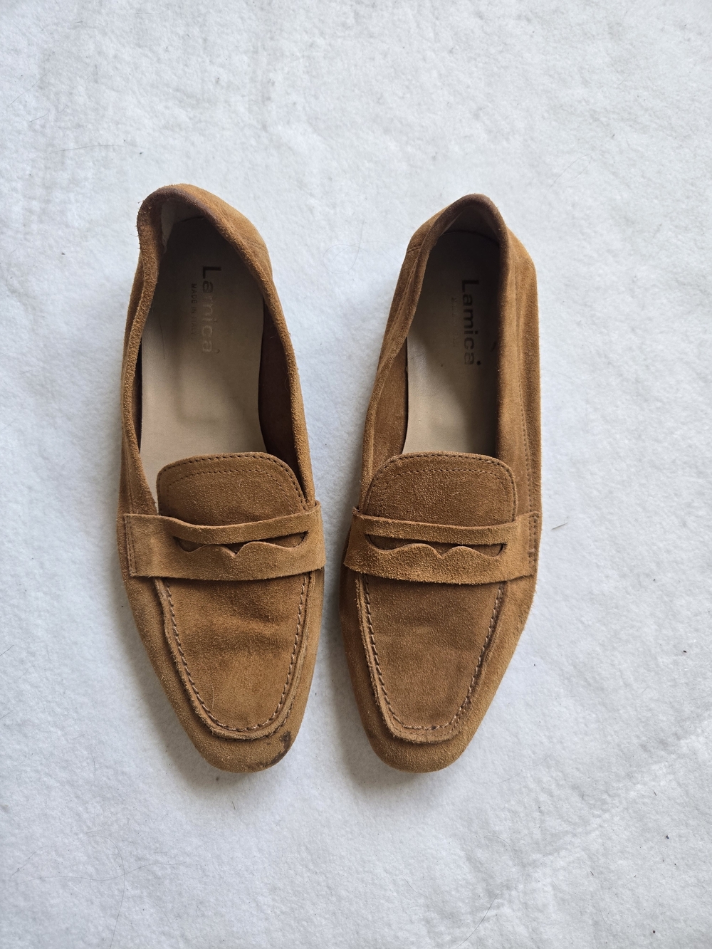 Vintage Lamica Italy Genuine Suede Flat Loafers Brown- W8